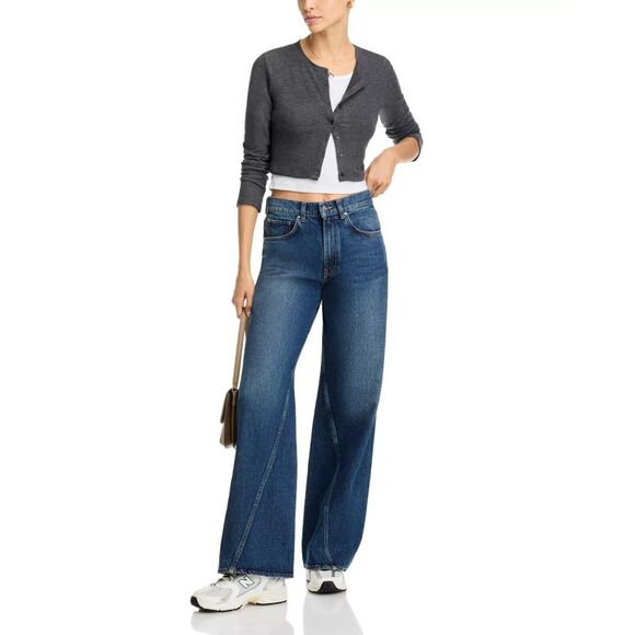 Anine Bing Women's Pants Sz 26 Brie Wide Leg Jeans in Navy - Picture 2 of 11